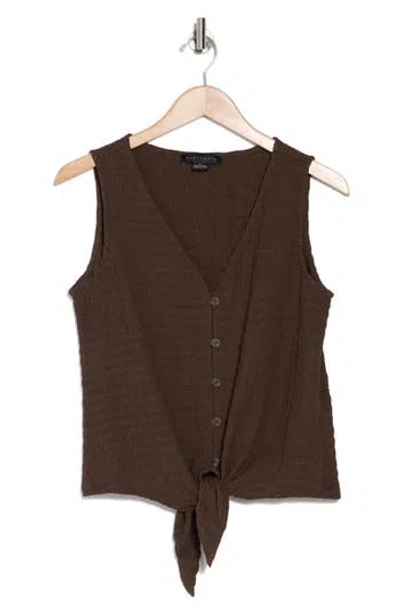 Sanctuary Link Up Crinkle Stripe Tie Hem Sleeveless Top In Mud Bath