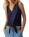 Sanctuary Link Up Tie Front Tank Top In Deep Sea