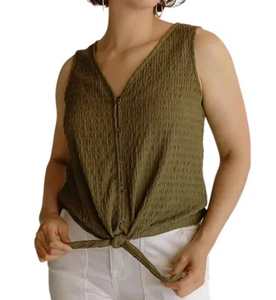 Sanctuary Link Up Tie Tee In Burnt Olive In Multi