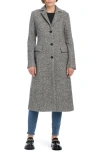 Sanctuary Long Herringbone Coat In Grey White Herringbone
