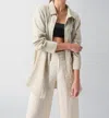 Sanctuary Long Line Pocket Shirt In Eco Olive Stripe In Multi