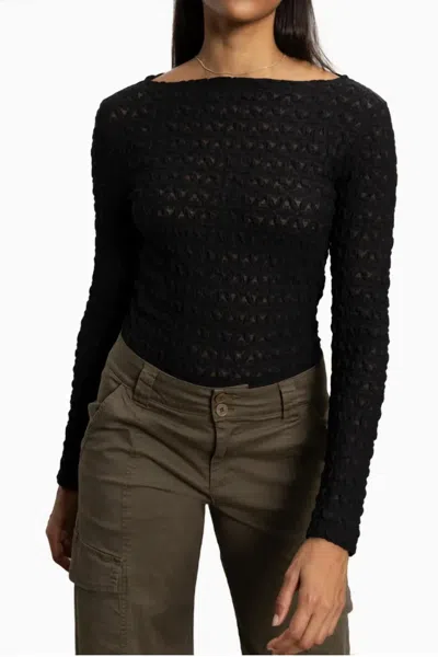Sanctuary Long Sleeve Boatneck T-shirt In Black