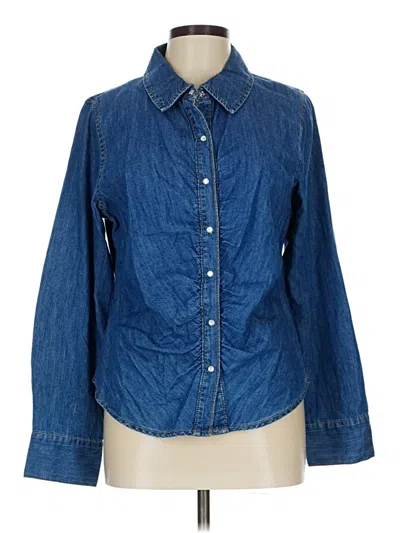 Pre-owned Sanctuary Long Sleeve Button Down Shirt In Blue