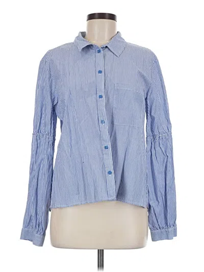 Pre-owned Sanctuary Long Sleeve Button Down Shirt In Blue