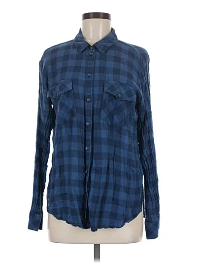 Pre-owned Sanctuary Long Sleeve Button Down Shirt In Blue