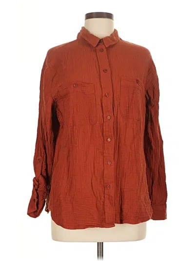Pre-owned Sanctuary Long Sleeve Button Down Shirt In Brown