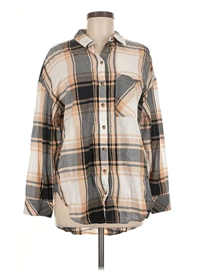 Pre-owned Sanctuary Long Sleeve Button Down Shirt In Brown
