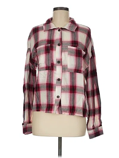 Pre-owned Sanctuary Long Sleeve Button Down Shirt In Burgundy