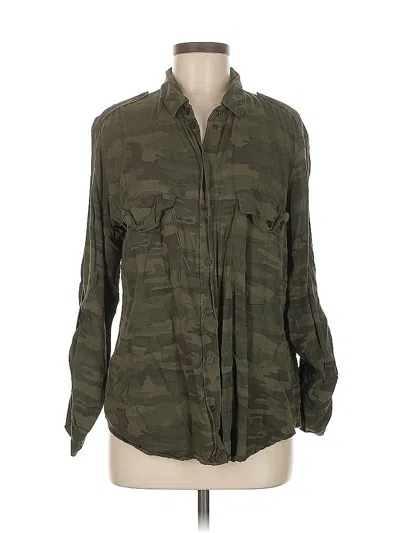 Pre-owned Sanctuary Long Sleeve Button Down Shirt In Green