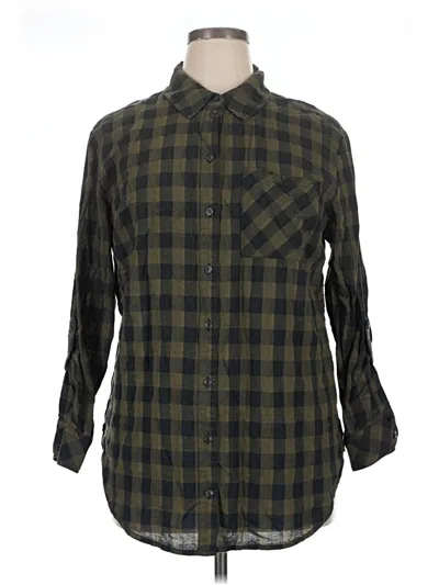 Pre-owned Sanctuary Long Sleeve Button Down Shirt In Green
