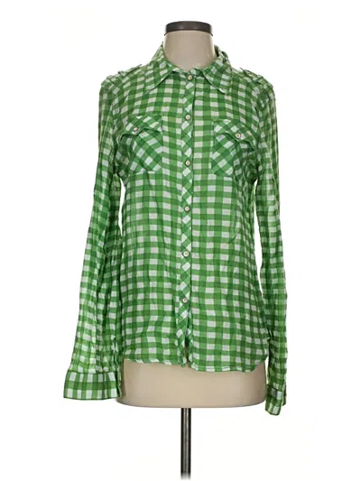 Pre-owned Sanctuary Long Sleeve Button Down Shirt In Green