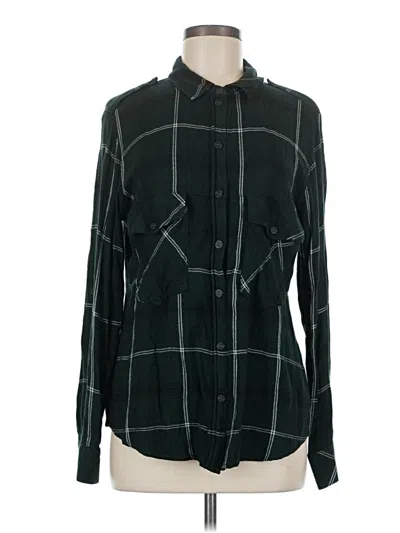 Pre-owned Sanctuary Long Sleeve Button Down Shirt In Green