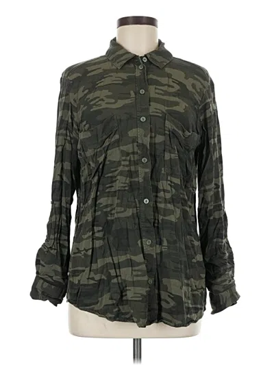 Pre-owned Sanctuary Long Sleeve Button Down Shirt In Green