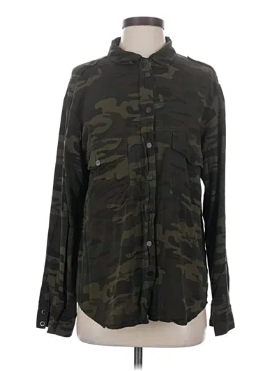 Pre-owned Sanctuary Long Sleeve Button Down Shirt In Green