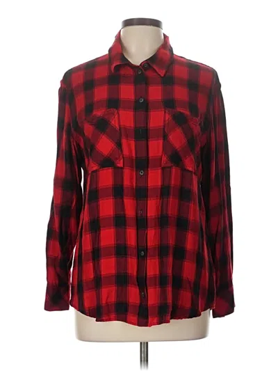 Pre-owned Sanctuary Long Sleeve Button Down Shirt In Red