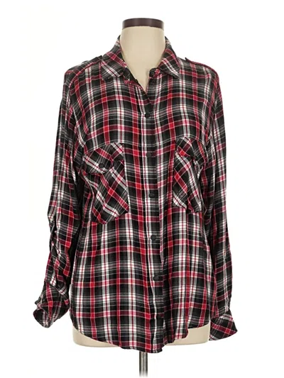 Pre-owned Sanctuary Long Sleeve Button Down Shirt In Red