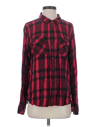 Pre-owned Sanctuary Long Sleeve Button Down Shirt In Red