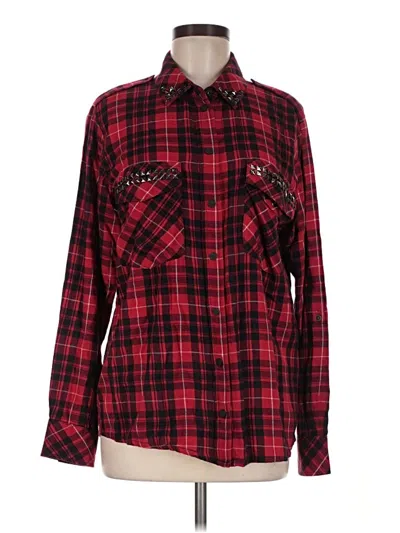 Pre-owned Sanctuary Long Sleeve Button Down Shirt In Red