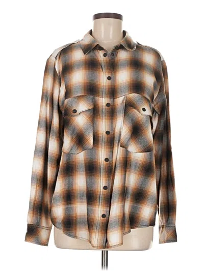 Pre-owned Sanctuary Long Sleeve Button Down Shirt In Tan
