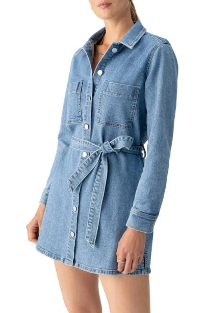 Sanctuary Long Sleeve Denim Mini Shirtdress In Solar Flare