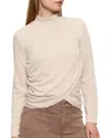 Sanctuary Long Sleeve Draped Mock Neck Top In Neutral