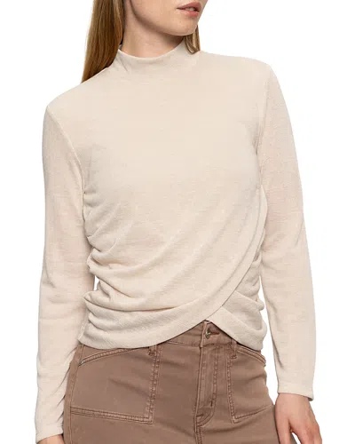 Sanctuary Long Sleeve Draped Mock Neck Top In Neutral