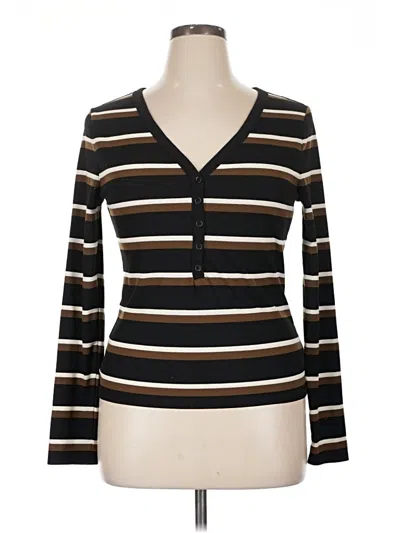 Pre-owned Sanctuary Long Sleeve Henley Shirt In Brown