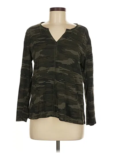 Pre-owned Sanctuary Long Sleeve Henley Shirt In Green