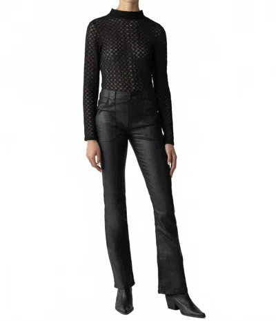 Sanctuary Long Sleeve Lace Mock Neck Top In Black