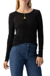 Sanctuary Long Sleeve Lyocell & Wool T-shirt In Black