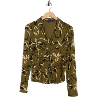 Sanctuary Long Sleeve Mesh Button-up Shirt In Green