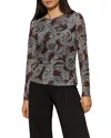 Sanctuary Floral Print Long Sleeve Mesh Top In Black