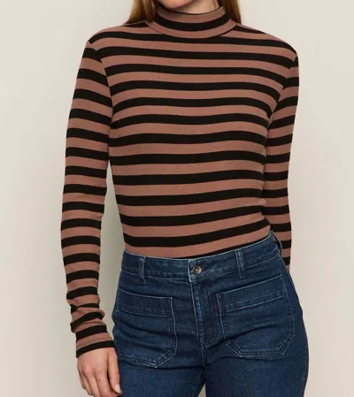 Sanctuary Long Sleeve Mock Essential Top In Black In Brown