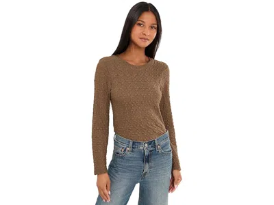 Sanctuary Long Sleeve Perfect Lace T-shirts Women's Clothing Chestnut: Lg (us 10-12), Cotton/nylon/spandex In Brown
