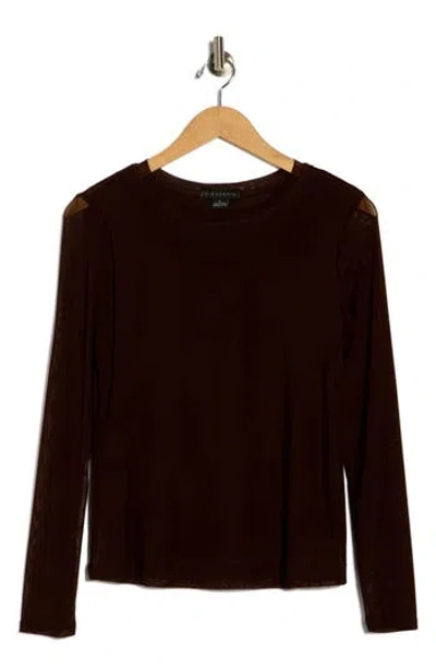 Sanctuary Long Sleeve Sheer Mesh Top In Animal Print