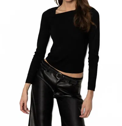 Sanctuary Long Sleeve Shoulder Twist Top In Black