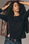 Sanctuary Long-sleeve Side-slit Tee In Black