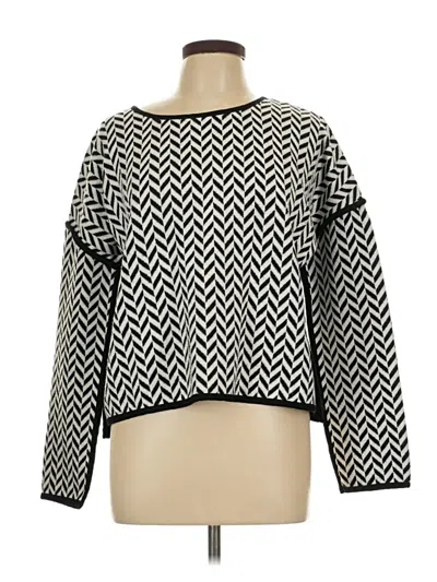 Pre-owned Sanctuary Long Sleeve Top Black Chevron/herringbone Pattern Square Neckline Tops