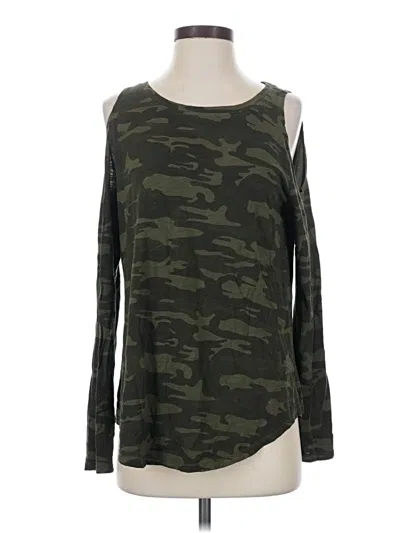 Pre-owned Sanctuary Long Sleeve Top Green Cold Shoulder Neckline Tops