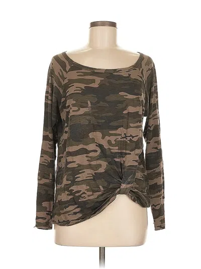 Pre-owned Sanctuary Long Sleeve Top Green Scoop Neck Tops