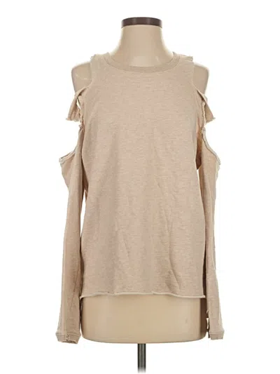 Pre-owned Sanctuary Long Sleeve Top Tan Cold Shoulder Neckline Tops In Brown
