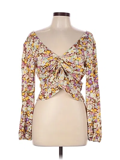 Pre-owned Sanctuary Long Sleeve Top Yellow Sweetheart Neckline Tops