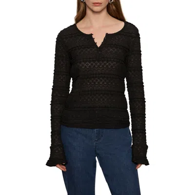 Sanctuary Lovely Lace Henley In Black