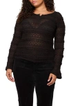 Sanctuary Lovely Lace Long Sleeve Shirt In Black