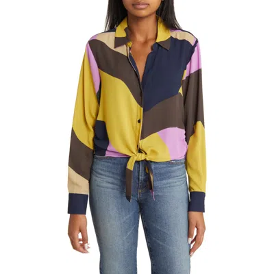 Sanctuary Lover Print Tie Hem Shirt In Multi