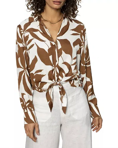 Sanctuary Lover Tie Blouse In Vintage Foliage In Multi