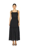 Sanctuary Lucky You Lace Detail Tiered Cotton Maxi Dress In Black