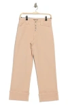 Sanctuary Luna Button Fly High Waist Cuff Straight Leg Jeans In Neutral