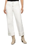 Sanctuary Luna Button Fly High Waist Cuff Straight Leg Jeans In Bleached White