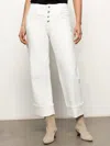 Sanctuary Luna Button Fly High Waist Cuff Straight Leg Jeans In White
